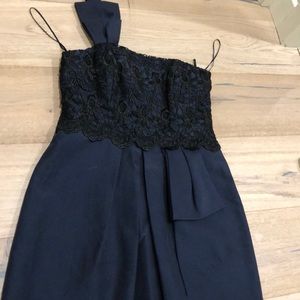 One shoulder formal dress with crochet work